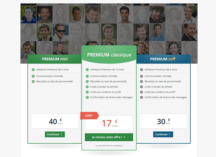 Les tarifs proposés par edarling