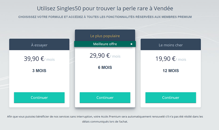 Prix des abonnements Singles50